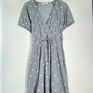 Madewell Embroidered Faux-Wrap Tie Waist Midi Dress (S)